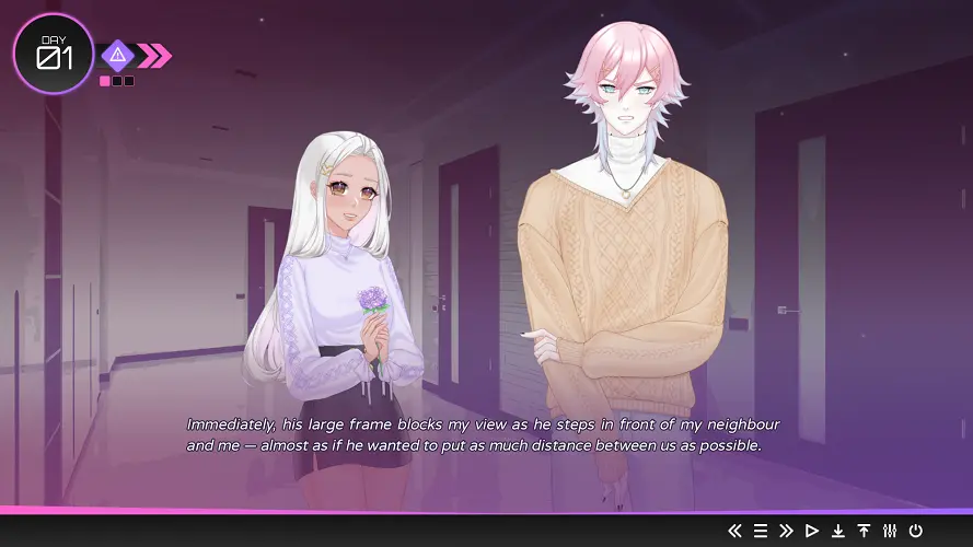14 Days With You visual novel scene with pink-haired Ren