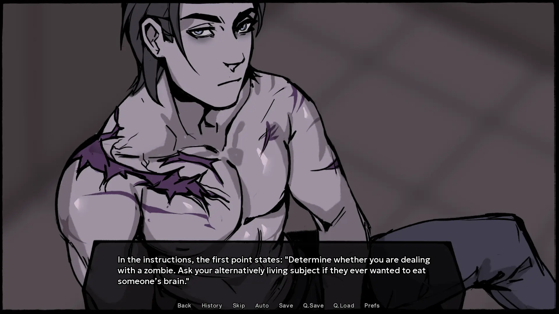 Don't Eat the Cashier character scene from the comedy horror dating sim