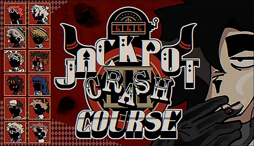 Jackpot Crash Course title art with casino death-game characters