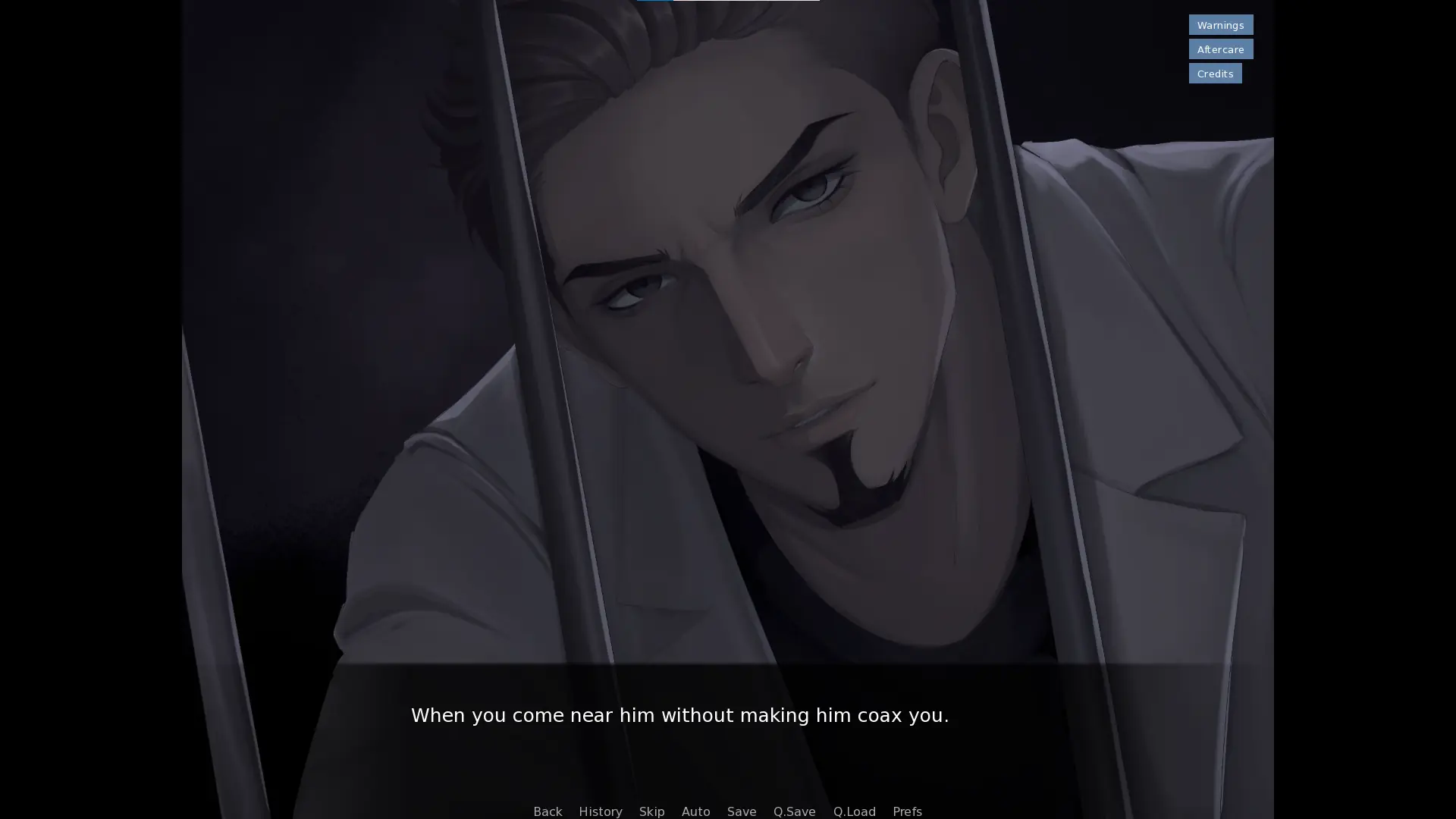 Just Be Patient character scene from a mature horror visual novel
