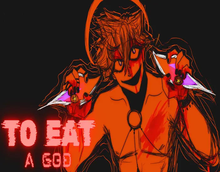To Eat a God title artwork with a dark fantasy visual novel mood