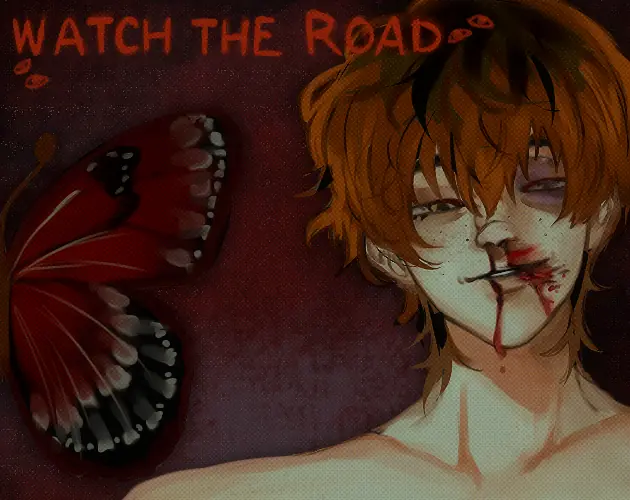 Watch the Road snowy road-trip horror visual novel title artwork